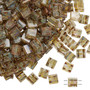 TL4501 - Miyuki Tila - Transparent Picasso Light Amber - 40gms - Two Hole Square glass beads