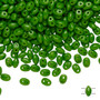 Bead, Preciosa Twin™, Pressed Superduo, Czech pressed glass, candy green, 5x2.5mm oval with 2 holes. Sold per 50-gram pkg.