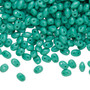 Bead, Preciosa Twin™, Pressed Superduo, Czech pressed glass, opaque turquoise green, 5x2.5mm oval with (2) 0.7-0.8mm holes. Sold per 250-gram pkg.