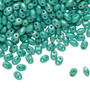 Bead, Preciosa Twin™, Pressed Superduo, Czech pressed glass, opaque rainbow turquoise green, 5x2.5mm oval with (2) 0.7-0.8mm holes. Sold per 250-gram pkg.