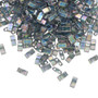 HTL2440D - Miyuki - Transparent Luster Rainbow Dark Grey - 5mm x 2.3mm - 10gms (approx 250 beads) - Half Tila Beads (two-hole)