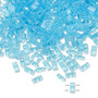 HTL148 - Miyuki - Transparent Powder Blue - 5mm x 2.3mm - 40gms (approx 1000 beads) - Half Tila Beads (two-hole)