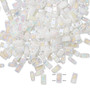 HTL471 - Miyuki - Opaque Rainbow White Pearl - 5mm x 2.3mm - 40gms (approx 1000 beads) - Half Tila Beads (two-hole)