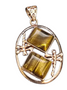 LAST STOCK: Gemstone Pendant 45mm x 25mm, Rose Gold & tiger Eye, bail and Dragonflies