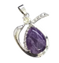 LAST STOCK: Base metal Gemstone Pendant drop 40mm x 30mm,  with bail Amethyst an crystal rhinestone