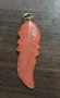 LAST STOCK: Gemstone Feather Pendant 45mm x 13mm,   with split ring
