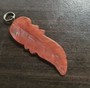 LAST STOCK: Gemstone Feather Pendant 45mm x 13mm,   with split ring
