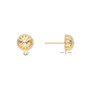 Earstud, gold-plated brass and stainless steel, 8mm filigree dome with closed loop. Sold per pkg of 5 pairs.