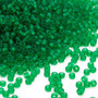 Seed bead, Dyna-Mites™, glass, translucent matte emerald green, #11 round. Sold per 40-gram pkg.