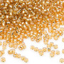 Seed bead, Dyna-Mites™, glass, silver-lined translucent gold, #11 round. Sold per 40-gram pkg.