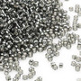 Seed bead, Dyna-Mites™, glass, silver-lined transparent gunmetal, #11 round. Sold per 40-gram pkg.
