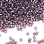 Seed bead, Dyna-Mites™, glass, silver-lined translucent amethyst purple, #11 round with square hole. Sold per 40-gram pkg.