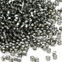 Seed bead, Dyna-Mites™, glass, silver-lined translucent gunmetal, #11 round with square hole. Sold per 40-gram pkg.
