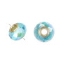 Bead, Dione®, Celestial Crystal® and gold-finished brass, 32-facet, turquoise blue AB, 13x9mm-14x10mm faceted rondelle. Sold per pkg of 10.