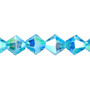 10mm - Celestial Crystal® - Transparent Turquoise Blue AB - 8" Strand - Faceted Bicone Crystal