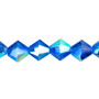 10mm - Celestial Crystal® - Transparent Medium Blue AB - 8" Strand - Faceted Bicone Crystal