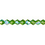 6mm - Celestial Crystal® - Transparent Green AB - 15.5" Strand - Faceted Bicone Crystal