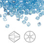 Bead, Crystal Passions®, Aquamarine Shimmer, 4mm bicone (5328). Sold per pkg of 48.