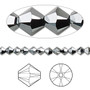 Bead, Crystal Passions®, Jet Hematite 2X, 4mm bicone (5328). Sold per pkg of 48.