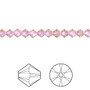 Bead, Crystal Passions®, Light Rose Shimmer 2X, 4mm bicone (5328). Sold per pkg of 48.