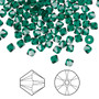 Bead, Crystal Passions®, Emerald, 4mm bicone (5328). Sold per pkg of 144.