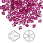 Bead, Crystal Passions®, Fuschia, 4mm bicone (5328). Sold per pkg of 144.