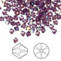 Bead, Crystal Passions®, Amethyst AB, 4mm bicone (5328). Sold per pkg of 144.