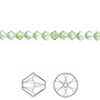 Bead, Crystal Passions®, Peridot Shimmer, 4mm bicone (5328). Sold per pkg of 144.