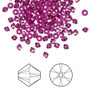 Bead, Crystal Passions®, Fuschia, 3mm bicone (5328). Sold per pkg of 48.
