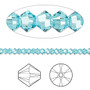 Bead, Crystal Passions®, Light Turquoise, 3mm bicone (5328). Sold per pkg of 48.