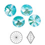 Chaton, Crystal Passions®, crystal laguna DeLite, 12mm faceted rivoli (1122). Sold per pkg of 4.