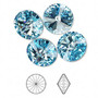 Chaton, Crystal Passions®, aquamarine, foil back, 14mm faceted rivoli (1122). Sold per pkg of 4.