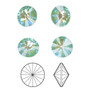Chaton, Crystal Passions®, crystal silky sage DeLite, 14mm faceted rivoli (1122). Sold per pkg of 4.