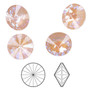 Chaton, Crystal Passions®, dusty pink DeLite, 14mm faceted rivoli (1122). Sold per pkg of 4.