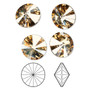 Chaton, Crystal Passions®, crystal golden shadow, foil back, 14mm faceted rivoli (1122). Sold per pkg of 4.