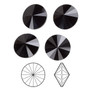 Chaton, Crystal Passions®, jet, 14mm faceted rivoli (1122). Sold per pkg of 48.