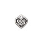 Charm, TierraCast®, antique silver-plated "pewter" (tin-based alloy), 13x12mm double-sided heart with Celtic knot. Sold per pkg of 2.
