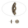 Bead cap, antique gold-plated brass, stamped, 6x2mm round with cutout pattern, fits 6-8mm bead. Sold per pkg of 100.