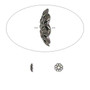 Bead cap, gunmetal-plated brass, stamped, 4x1mm fancy round with cutout pattern, fits 4-6mm bead. Sold per pkg of 100.