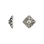 Bead cap, antique silver-plated "pewter" (zinc-based alloy), 11x5mm square, fits 8-12mm bead. Sold per pkg of 20.