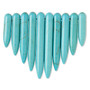 Focal, magnesite (dyed / stabilized), turquoise blue, 20x5mm-39x5mm graduated spike fan, B grade, Mohs hardness 3-1/2 to 4. Sold per 10-piece set.