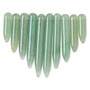 Focal, green aventurine (natural), 19x5mm-41x5.5mm graduated spike fan, B grade, Mohs hardness 7. Sold per 10-peice set.