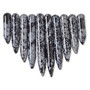Focal, snowflake obsidian (natural), 19x5mm-41x5.5mm graduated spike fan, B grade, Mohs hardness 5 to 5-1/2. Sold per 10-piece set.