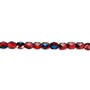 4mm - Czech - Red Blue Iris - Strand (approx 100 beads) - Faceted Round Fire Polished Glass