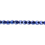 4mm - Czech - Opaque Dark Blue Carmen - Strand (approx 100 beads) - Faceted Round Fire Polished Glass