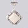 Alloy Pendant, with Gemstone, Rhombus, Antique Silver, Antique White, 60mm, Hole: 5.5mm, Pendant: 45x41x7mm