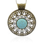 Alloy Resin Flat Round Pendant, with Crystal Rhinestone, Nickel Free, Antique Bronze, 66x55x7mm, Hole: 7x9mm