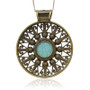 Alloy Resin Flat Round Pendant, with Crystal Rhinestone, Nickel Free, Antique Bronze, 66x55x7mm, Hole: 7x9mm