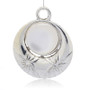 Antique Silver  Resin Imitation Cat Eye Pendant , WhiteSmoke, 69x58x10mm, Hole: 9mm