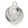 Antique Silver  Resin Imitation Cat Eye Pendant , WhiteSmoke, 69x58x10mm, Hole: 9mm